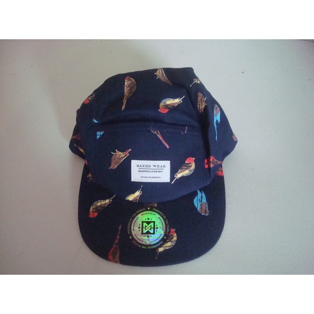BIRDS MAKERWEAR BIRDCAGE LEATHER STRAPBACK‎ HAT CAP VINTAGE DEADSTOCK A1
